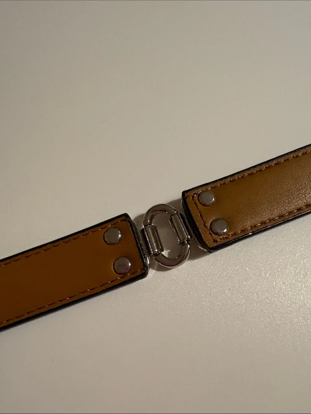 Women’s Ralph Lauren CHAPS black SILVER leather sectioned skinny belt medium EUC